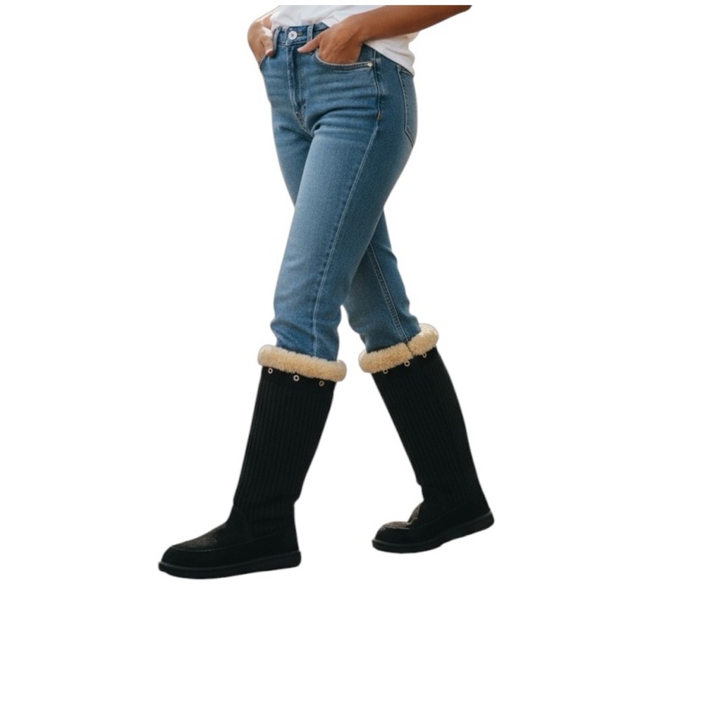 New UGG Black and Tan Knee-High Boots